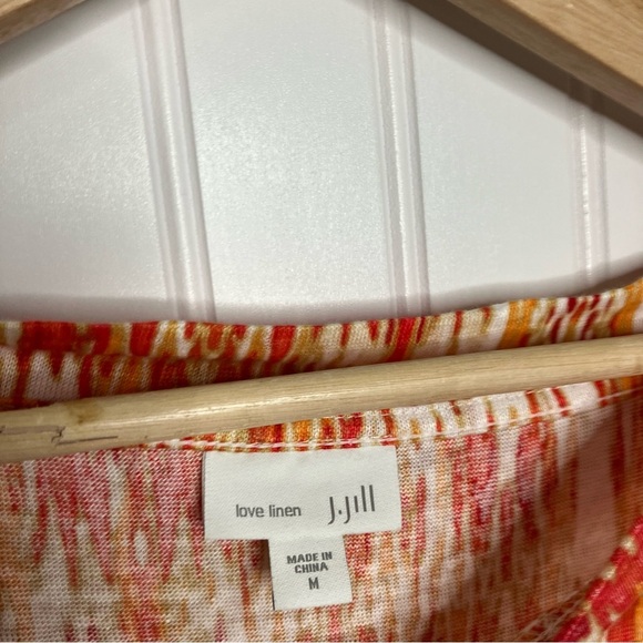 J Jill Love Linen Shirt Medium Multicolor Boat Neck Summer Breathable - Picture 2 of 5